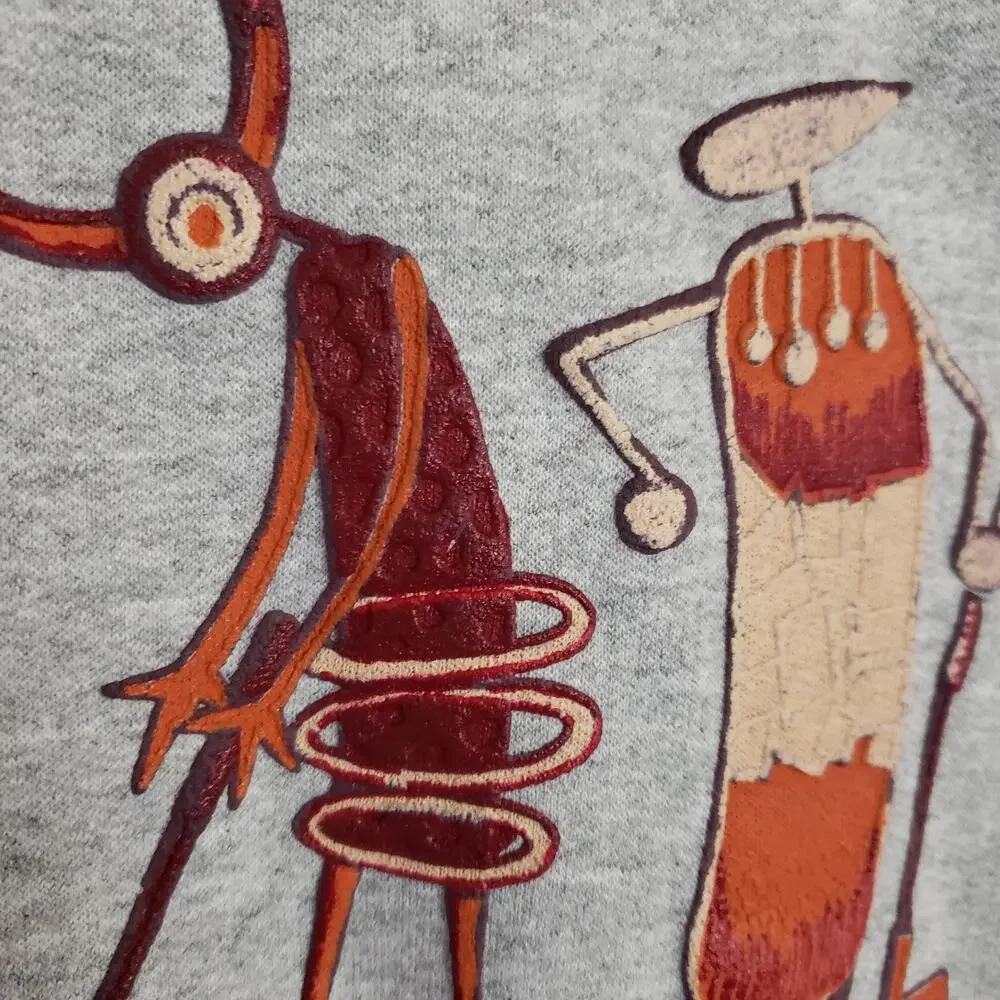 VTG Hieroglyphic Sweatshirt Mens‎ XL Gray Sportex Southwest Tribal Funny